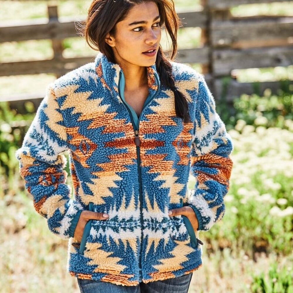 Ariat x Pendleton Sherpa Fleece Jacket Southwestern Aztec Western Cowgirl Small